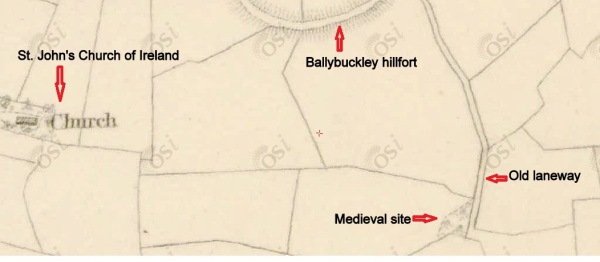Medieval site of 1st edition O.S. map (c.1840)